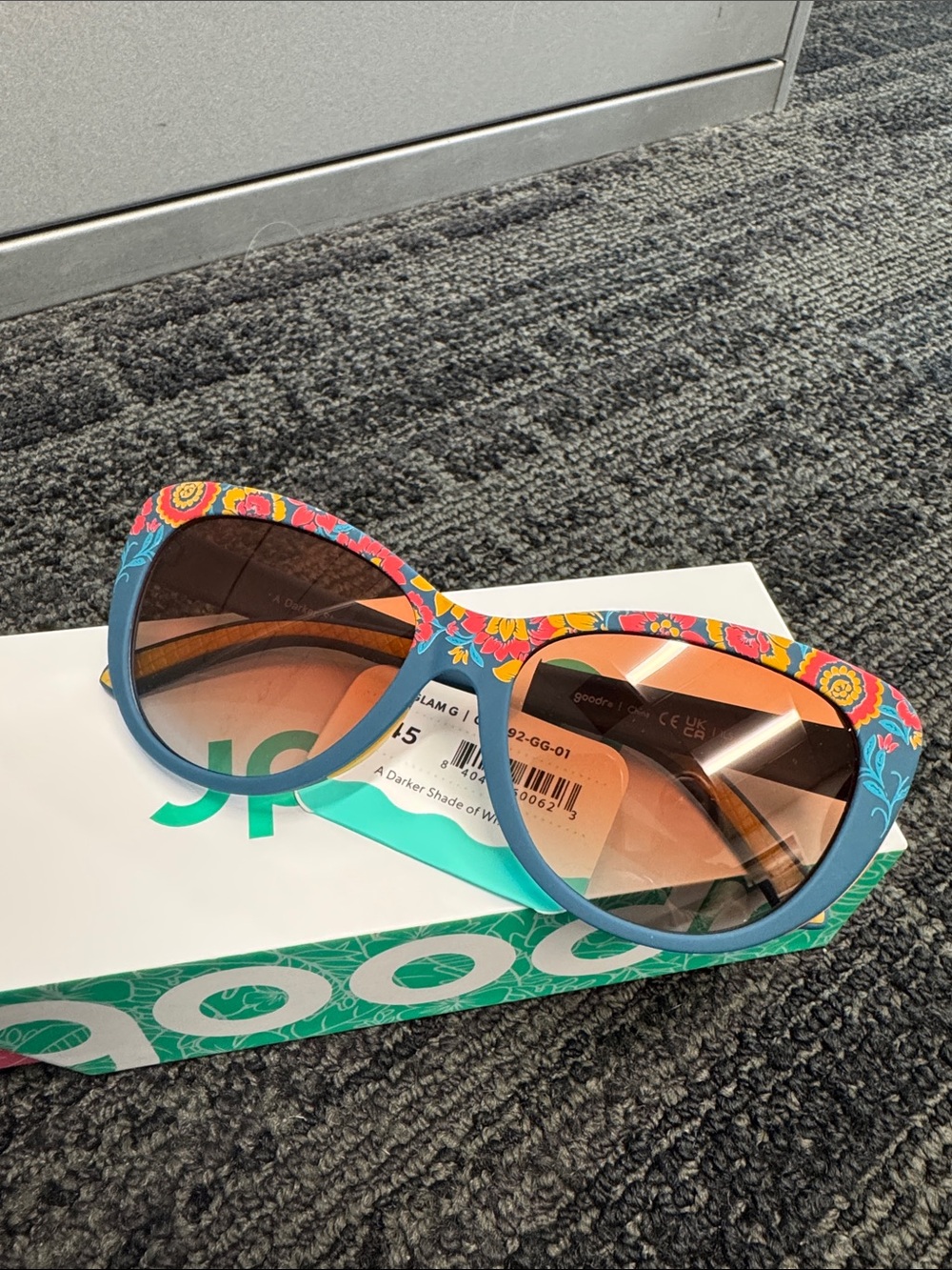 Floral Blue Oversized Women's Sunglasses - Multicolor Frames